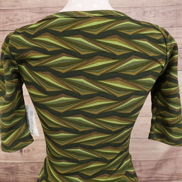 NWT LULAROE NICOLE GREEN SHORT SLEEVE DRESS WOMENS SIZE XXS 2XS NEW! - Picture 6 of 10